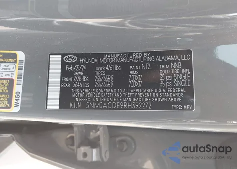 2024 Hyundai Tucson Se из США, поврежденный, VIN 5NMJACDE9RH392272